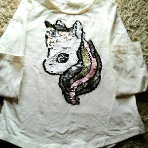 Girls H & M Unicorn Ling Sleeve Shirt
